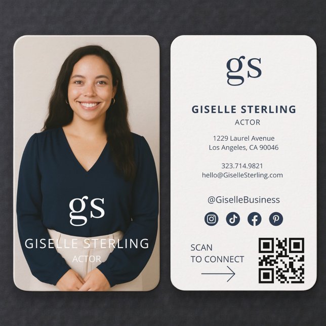 Actor Photo QR Code Professional Business Card (Creator Uploaded)