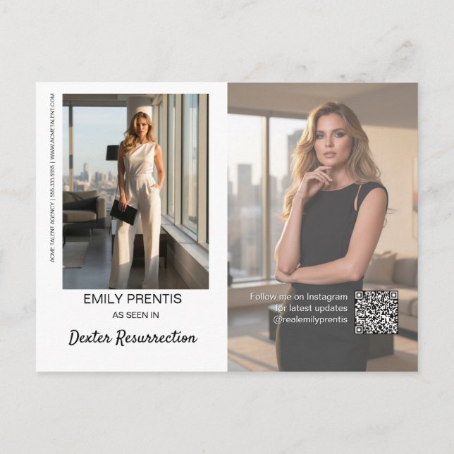 Actor Promo Card | 3 Photo Composite Postcard (Back)