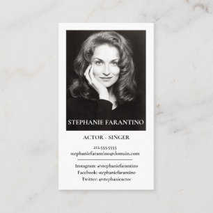 Actor Singer Black & White Vertical Photo Business Card