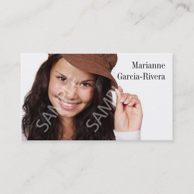 Actor Subtle Floral Headshot Business Card (Front)