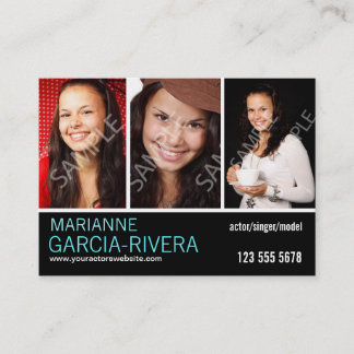 Actor Triple Headshot Stats Business Card