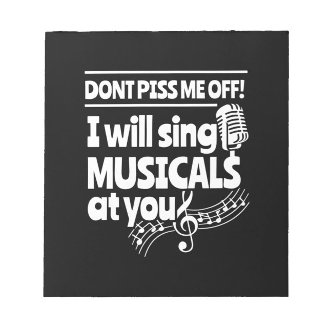 Actor Will Sing Musicals At You Notepad (Front)