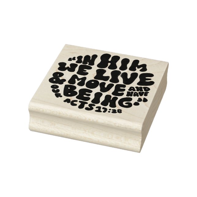 Acts 17:28 Bible Verse Hand Lettering Typography Rubber Stamp (Stamp)