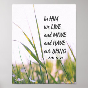 Acts 17:28 In Him we Live and Move Bible Verse Poster