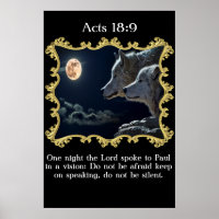 Acts 18:9 Wolves looking into the full moon.