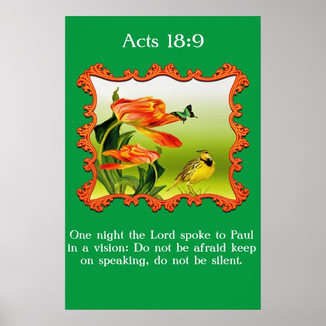 Acts 18:9 Yellow and black canary mockingbird Poster (Front)