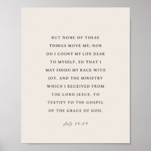 Acts 20:24 Finish the Race with joy Poster