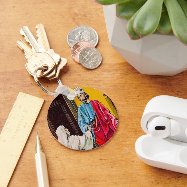 Acts 9:36-43 Tabitha Is Brought Back to Life Key Ring (Desk)