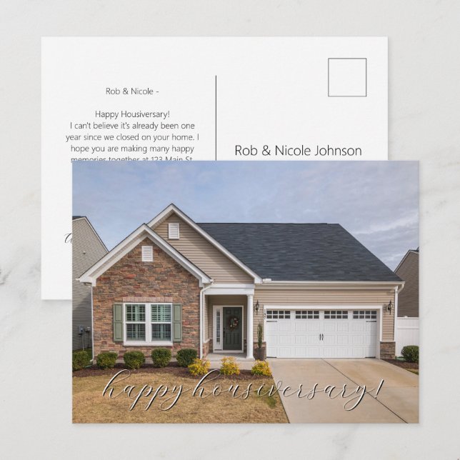 Actual Photo Realtor Happy Housiversary Postcard (Front/Back)