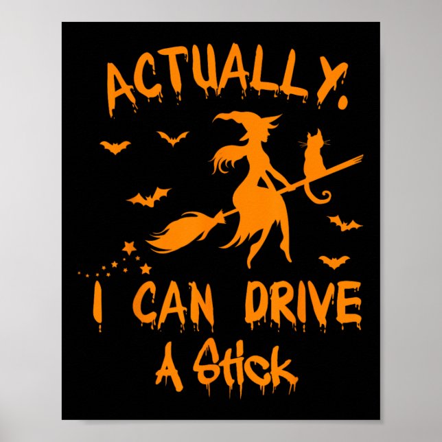 Actually I Can Drive A Stick Witch Halloween For W Poster (Front)
