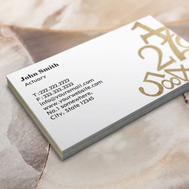 Actuary Modern Gold Numbers Business Card (Creator Uploaded)