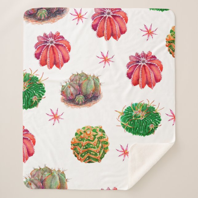 ?actus seamless floral pattern background, wallpap sherpa blanket (Front)