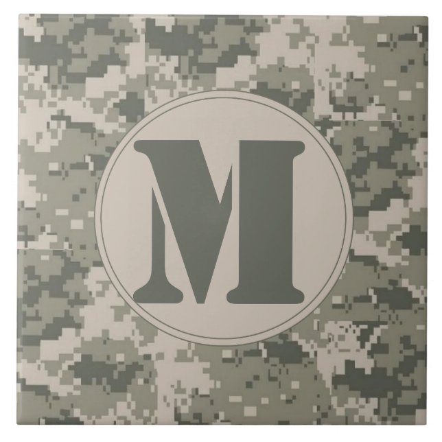 ACU Camo Camouflage Digital Monogram Display Tile (Front)