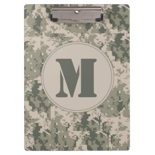 ACU Camo Camouflage Monogram Initial Clip Board