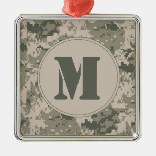 ACU Camo Camouflage Monogram Initial Ornament