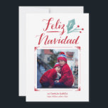 Acuarela y La Caligrafía | Feliz Navidad Holiday Card<br><div class="desc">Tarjeta de Navidad con la acuarela y la caligrafía hecha a mano y un lugar para una foto</div>