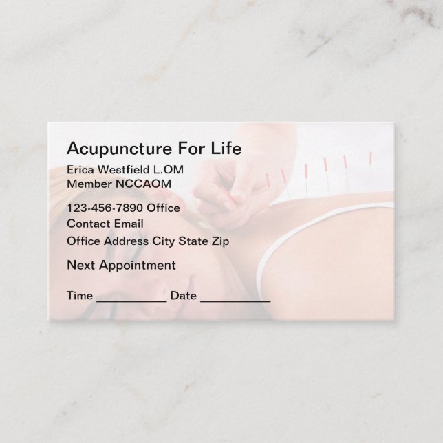 Acupuncture Appointment Budget Business Cards (Front)