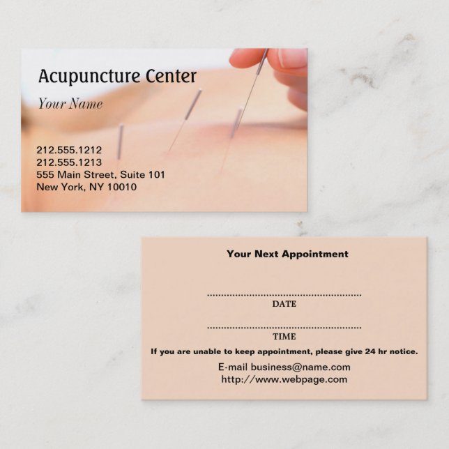 Acupuncture Appointment Business Card (Front/Back)