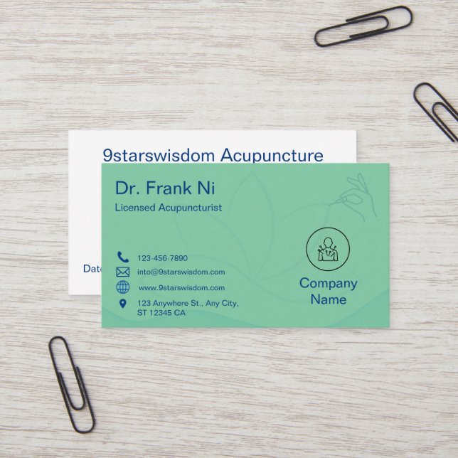 Acupuncture Business Card  TCM Business card (Front/Back In Situ)