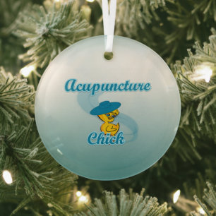 Acupuncture Chick #3 Glass Tree Decoration