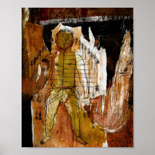 Acupuncture, collage and mixed media poster (Front)