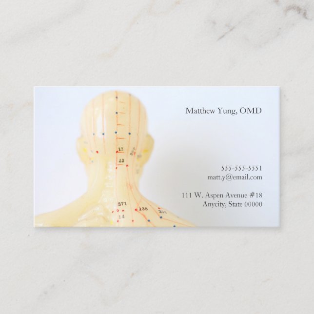 Acupuncture head and shoulders back view business card (Front)