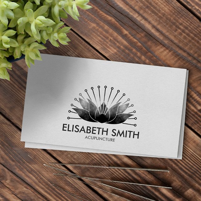 Acupuncture Lotus  Black watercolor Business Card (Creator Uploaded)
