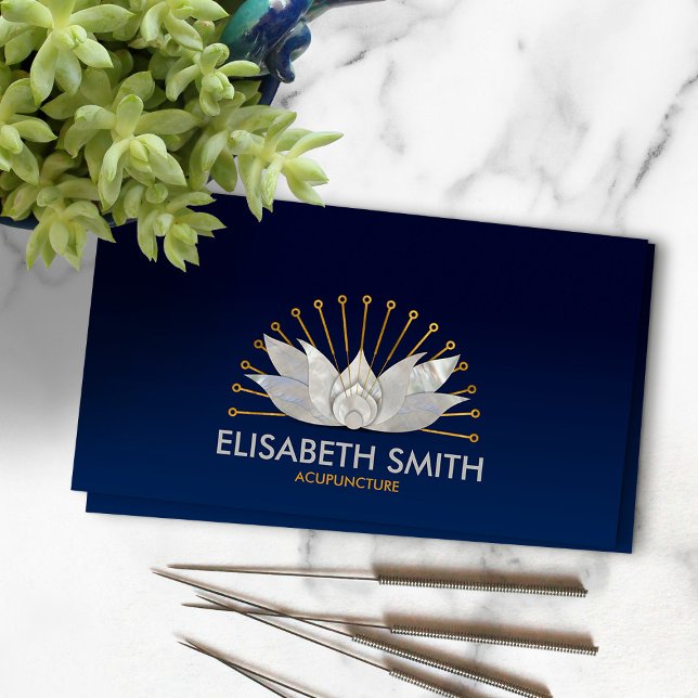 Acupuncture Lotus - Mother of Pearl and gold Business Card (Creator Uploaded)