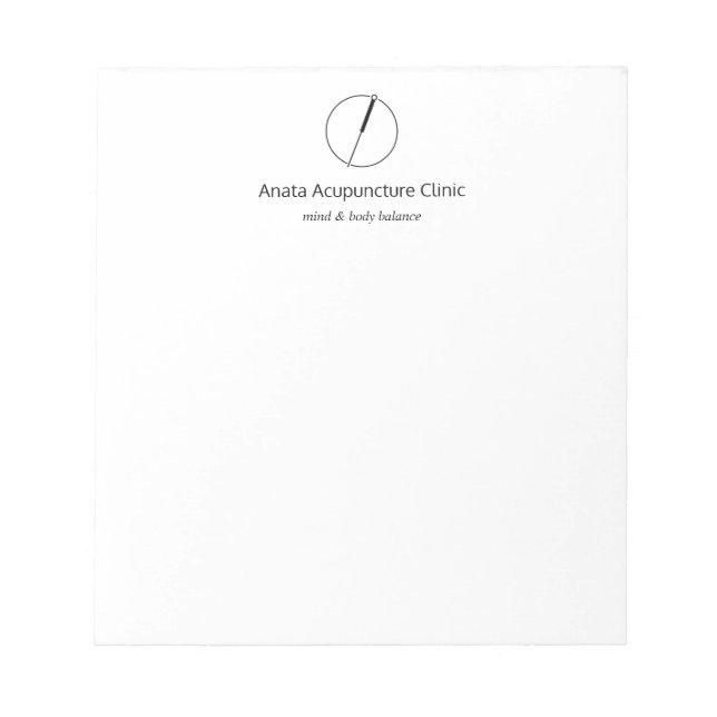 Acupuncture Needle Logo Business Card Notepad (Front)