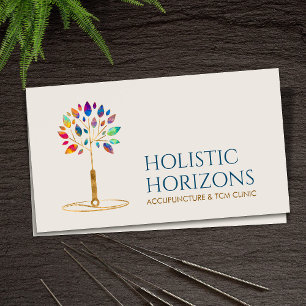 Acupuncture Needle Tree - colourful leaves Business Card
