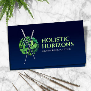 Acupuncture Needles, Herbs and Leaves Business Card