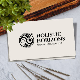 Acupuncture Needles, Yin Yang and Leaves Business Card