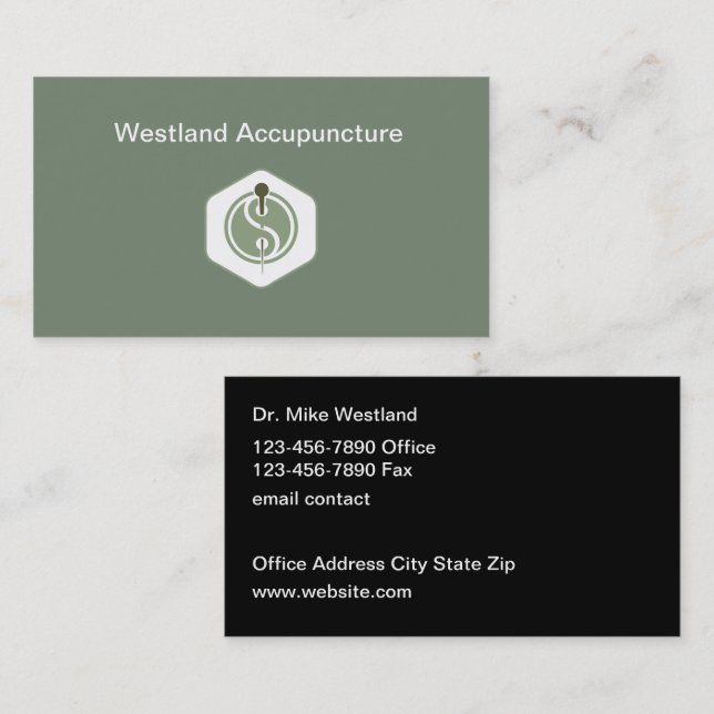 Acupuncture Services Modern Two Side Business Card (Front/Back)