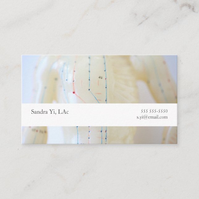 Acupuncture torso and arms with text field business card (Front)