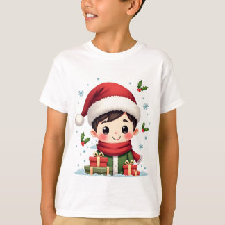 Acute Boy of Christmas with Gifts and Santa  T-Shirt