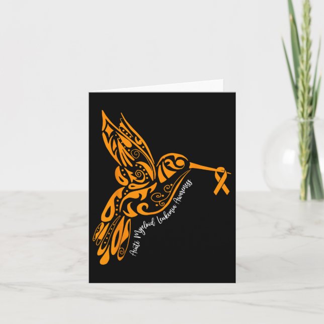 Acute Myeloid Leukaemia Awareness Hummingbird Oran Card (Front)