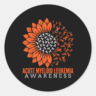 Acute Myeloid Leukaemia Awareness Sunflower Ribbon Classic Round Sticker