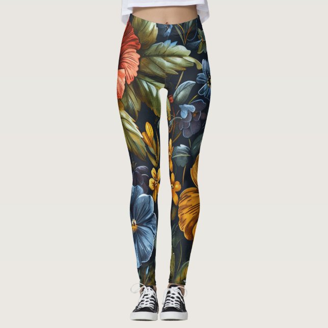 AD 025 - Floral digital graphic pattern Leggings (Front)