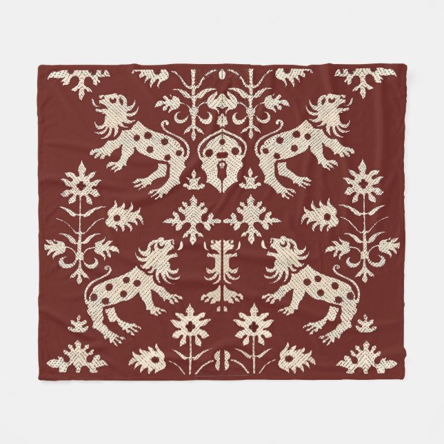 AD 1200s speckled lions print Fleece Blanket (Front (Horizontal))