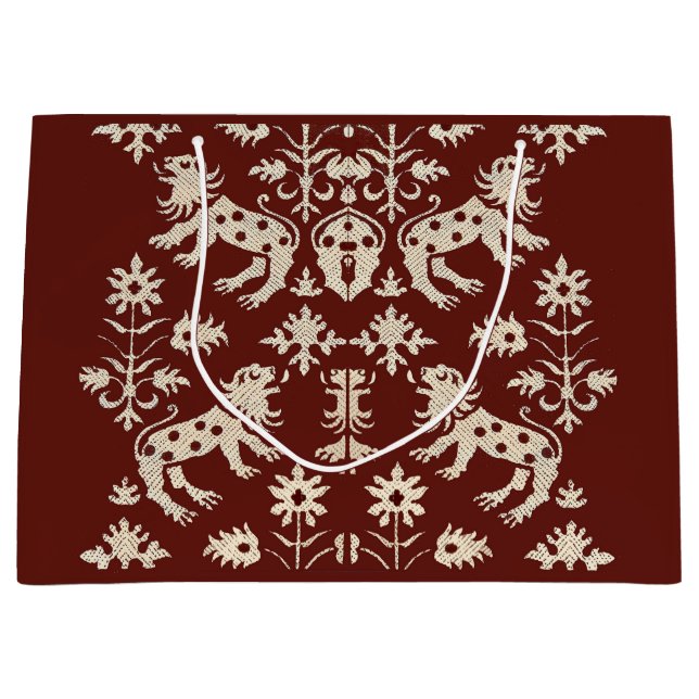 AD 1200s speckled lions print Large Gift Bag (Front)