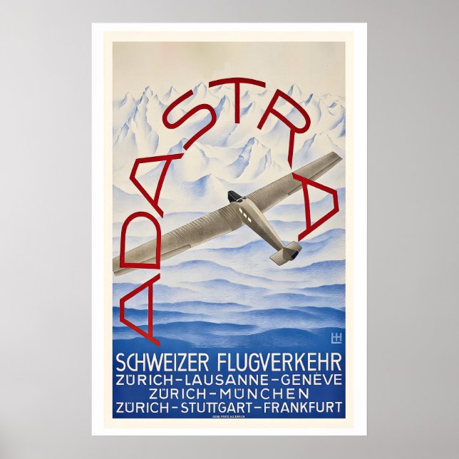 Ad Astra Aero Traffic Zurich Lausanne Geneve Poster (Front)