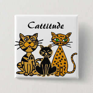 AD- Funny Cattitude Cats Button