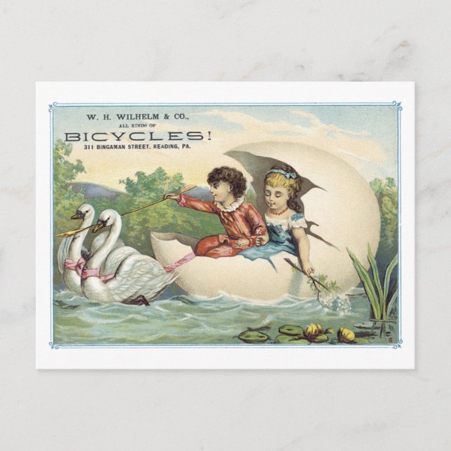 Ad Label Bicycles Reading PA Victorian Postcard (Front)