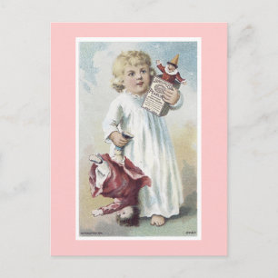 Ad Label Victorian Baby with her Toys Postcard