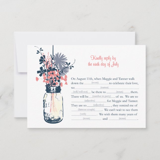 AD LIB RSVP Card  Wild Flowers & Mason Jar (Front)