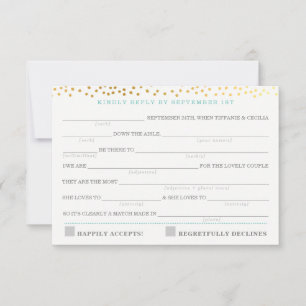 AD LIB RSVP REPLY fun rustic gold confetti mint