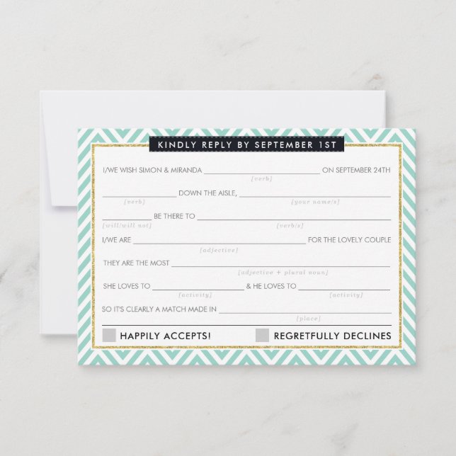 AD LIB RSVP REPLY fun simple bold chervon mint (Front)