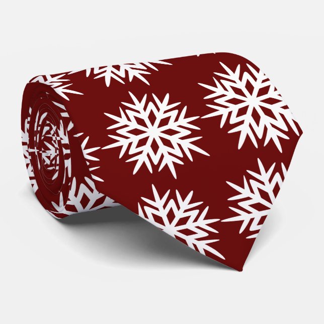 Ad Man Snowflake Foulard Burgundy Two-sided Tie (Rolled)