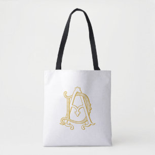 AD or DA vintage monogram initials logo tote bag