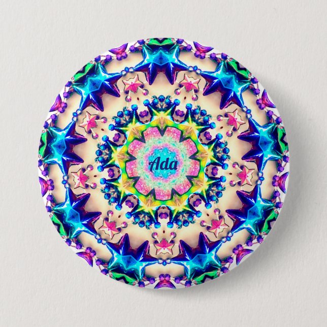 ADA ~ Birthday Star Pattern Personalized ~ Button (Front)